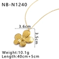 Details zur 18K vergoldeten Blumen-Halskette mit Maßen 3,6cm und gehämmerter Gold-Oberfläche - Goldene Gehämmerte Blumenhalskette (NB-N1240)