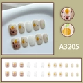 Cute Capybara orange theme press-on nails with cartoon bear designs and 24pc set - Cartoon Capybara Orange Glue Type(A3205)