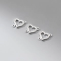 Connecteur cœur en argent S925 plaqué or 18k avec zircons pour la création de bijoux - Argenté