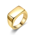 Anillo de sello rectangular dorado para hombre en acero inoxidable pulido minimalista - US 12 / Dorado