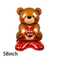 58-inch brown teddy bear foil balloon holding I love you heart for wedding decor - Standing Brown Bear Hugging Heart