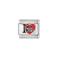 Maillon de bracelet en acier inoxydable avec cœur rouge et texte imprimé I MY BOYS - Style Texte Coeur I Love My Boys (Y121)