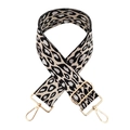 Tracolla regolabile con stampa leopardata beige e nera e ganci metallici dorati - Chiusura in Argento / 12-A Beige Argento Nero Leopardato
