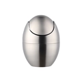 Mini egg-shaped desktop trash bin made of 304 stainless steel in silver finish - Natural