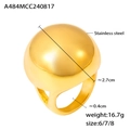 Anello sferico bombato vintage francese in acciaio inossidabile placcato oro 18k - US 6 / Oro