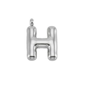 Detailed view of silver stainless steel chubby bubble letter H pendant charm - Letter H-Pendant Only / Silver