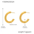 Detalle de pendientes de aro en C de acero dorado de 2,0 cm con especificaciones - Pequeño (Diámetro 2,0 cm) / Dorado
