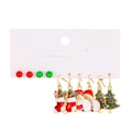 5-pair Christmas earring set with red and green Santa, tree, and sock enamel studs - Christmas Set (06) / 5 Pairs Set