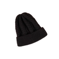 Classic black cable knit beanie with diamond pattern and folded cuff for winter warmth - M (56-58cm) / Black