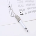 DIY beaded ballpoint pen in white with sparkling rhinestone-inlay and silver accents - Black Ink / Pearl White
