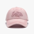 Rosa Baseballkappe mit 3D-Stickerei und Vintage-Detail am ausgefransten Schirm - Verstellbar / Rosa (25A252)