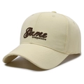 Classic beige cotton baseball cap featuring brown Game competitive embroidery on front - Adjustable / Yellow