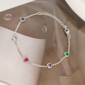 Collar chapado en oro con cristales de circonita de colores sobre fondo texturizado - Pulsera Diamantes Imitación Color (Plata)