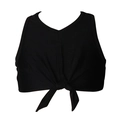 Two-piece girls' black bikini top with a front knot detail and sleeveless round neck design - 104 / Black Knot Top