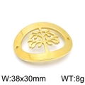 Golden stainless steel tree of life oval charm with hollow design 38x30mm 8g - Gold Style 1 (KLJ4245-Z)