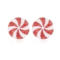 Sparkling Christmas red and white spiral candy cane stud earrings with glitter finish - Acrylic Lollipop Earrings