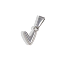 Polished silver stainless steel bubble letter V pendant with glossy metallic finish - V-Steel