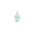 Handmade green glass fish pendant with gold metal loop for DIY jewelry crafting - Gold Green (Single Hole 11#)