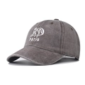 Berretto da baseball in cotone lavato grigio scuro con ricamo Paris bianco in stile vintage - Taglia Unica(Regolabile) / Caffè Lavato