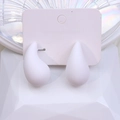 Minimalist matte white teardrop stud earrings in a modern acrylic design for women - White