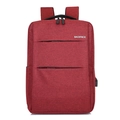 Business laptop backpack in burgundy with USB port and wear-resistant fabric - Double Zipper USB / Red