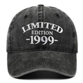 Vintage washed black cotton baseball cap featuring Limited Edition 1999 white embroidery detail - Adjustable / Black