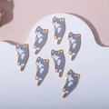 Cute gray and white cat enamel pendants in gold alloy for DIY jewelry earrings - Grey