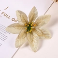 Sparkling gold artificial poinsettia flower with glitter petals for Christmas decor - 7-Point Poinsettia / 14cm / Gold