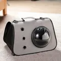 Light gray breathable pet space capsule bag with transparent window for cats and small dogs - Upgraded Grey