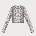 Short slim-fit long sleeve t-shirt featuring black and white camouflage leopard print - XS / White Leopard