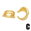 Set di orecchini a clip dorati geometrici minimalisti con design lucido multistrato - Stile C-Set Minimalista