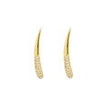 Eleganti orecchini a barra curva dorata con pavé di zirconi per un look di lusso - Oro