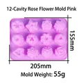 Stampo in silicone rosa a 12 cavità con fiori e cuori per dolci o saponi fatti a mano - Stampo Rosa