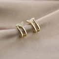 Elegant gold fishtail stud earrings inlaid with white rhinestones for women - Gold Fish Tail Full Rhinestone Studs