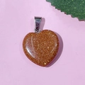 Pendentif cœur en pierre de sable doré 20mm avec fermoir argenté pour bijoux DIY - 21-Pierre de Soleil