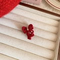 Elegant red velvet hair clip with sparkling rhinestone center in retro aesthetic style - 4# Claw Clip - Red Bow / Red