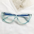 Occhiali da vista cat-eye vintage con montatura celeste trasparente e stanghette blu - Blu