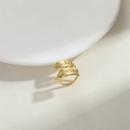 Detailed close-up of 14K gold plated leaf ring with elegant crossover design features - Leaf (Gold)