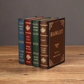 Set de cuatro cajas decorativas con forma de libros antiguos en cuero sintético de color - Estilo C Pequeño