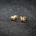 Polished golden stainless steel dog-shaped stud earrings featuring a labrador silhouette - Dog / Gold