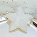 Sparkling white star Christmas ornament with silver glitter and silk hanging string - Snow White Glitter Star 12CM