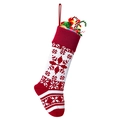 Knitted red and white Christmas stocking featuring snowflake patterns and festive gift fillers - Style 5 (White with Red Snowflake)