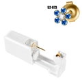Disposable ear piercing gun with 316L stainless steel gold flower stud and blue crystal - 52-673 (Gold Dark Blue Flower)