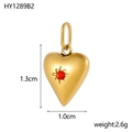 Minimalist heart pendant necklace in gold with red zircon gemstone, 1.3cm by 1.0cm size - Gold Red Zircon Heart