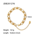 Polished 18K gold Cuban link bracelet 16cm plus 5.5cm extension in 0.6cm width - Gold Chunky Chain Bracelet (JDB201276)