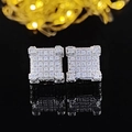 Silver square stud earrings featuring micro-pave cubic zirconia with a luxury reflection - Square / Silver