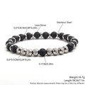 Bracciale in pietra lavica e acciaio inossidabile con specifiche di peso e misura - Pietra lavica e acciaio inossidabile nero