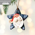 Blue star resin Santa Claus ornament with rustic twine hanger for Christmas tree - Blue Star-Santa