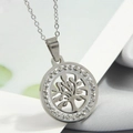 Dettaglio del ciondolo albero della vita argento con cristalli e catena sottile - Albero della vita argento