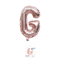Rose gold letter G foil balloon for parties with retail packaging and size options - 16" / Rose Gold Letter G (With Backing Card)